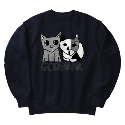 【猫】目覚めた猫の漫画『ごろとはな』-GOROHANA- Heavyweight Crew Neck Sweatshirt