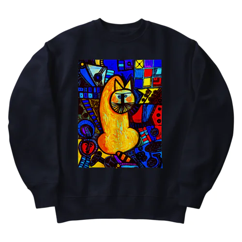 振り向く猫😺 Heavyweight Crew Neck Sweatshirt