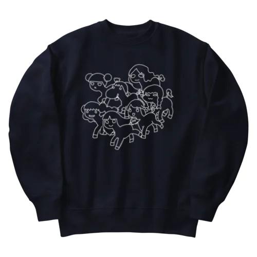 麻理子ちゃんダービー(ホワイト) Heavyweight Crew Neck Sweatshirt