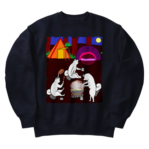 月夜の下で１(夜の森キャンプ) Heavyweight Crew Neck Sweatshirt