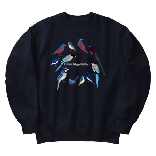 I love blue birds 1 大 Heavyweight Crew Neck Sweatshirt