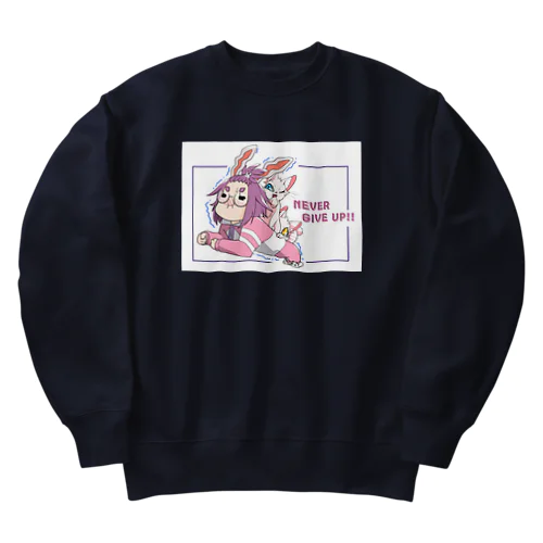 NEVER GIVE UP!! Heavyweight Crew Neck Sweatshirt