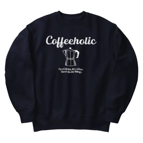 COFFEEHOLIC white logo ヘビーウェイトスウェット