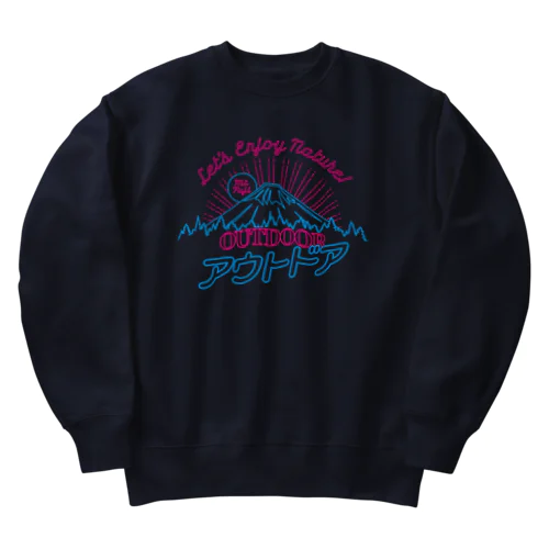 アウトドア（ネオン富士山） Heavyweight Crew Neck Sweatshirt