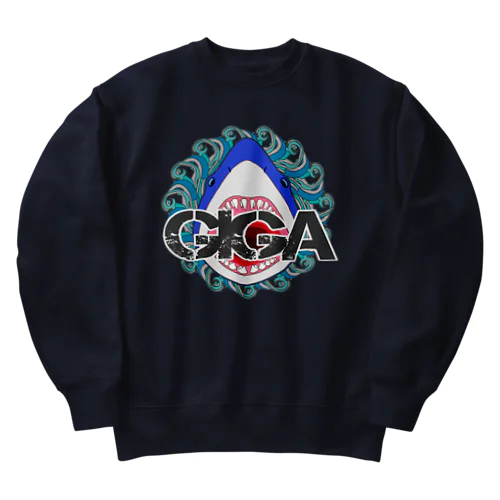 ぎがばいと 鮫デザイン Heavyweight Crew Neck Sweatshirt