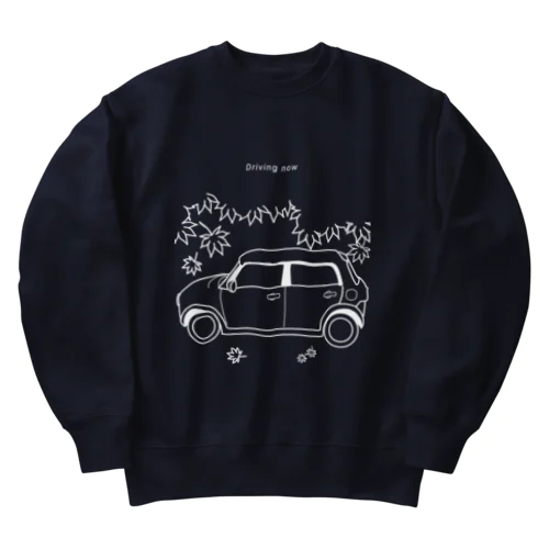 Driving Now(もみじ)白 Heavyweight Crew Neck Sweatshirt