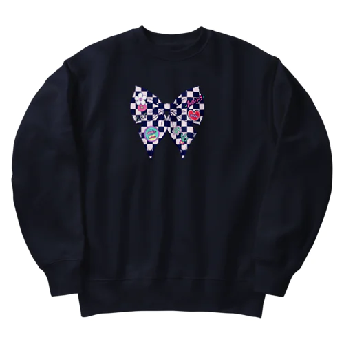 🎀偽リボン🎀　Black✖️White Heavyweight Crew Neck Sweatshirt