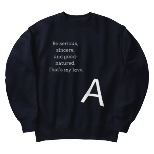 【Ａ型のための】wideメッセージ・長袖Ｔシャツ／正面プリント（文字色→白） Heavyweight Crew Neck Sweatshirt