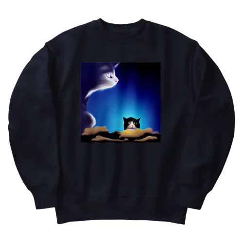 AIよりAIをこめて（ねことぬこ） Heavyweight Crew Neck Sweatshirt