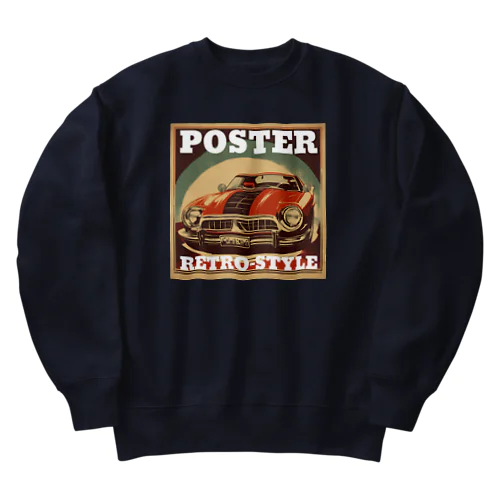 レトロスタイルポスター（自動車） Heavyweight Crew Neck Sweatshirt