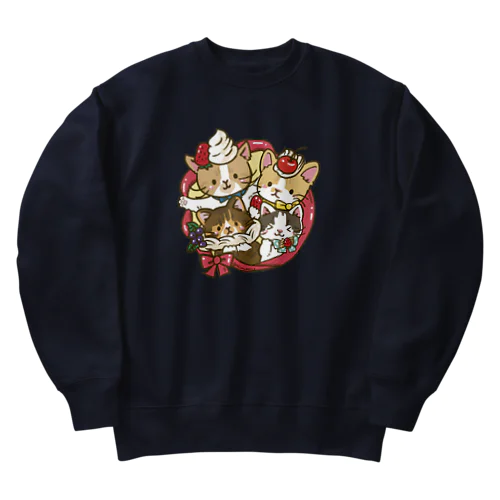 美味しそうなリースにゃん Heavyweight Crew Neck Sweatshirt