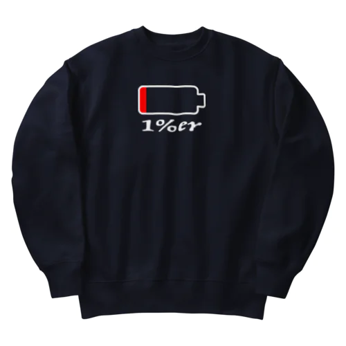 1%er - white Heavyweight Crew Neck Sweatshirt