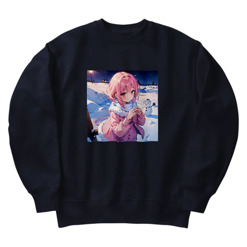 ピンク髪っ娘は雪だるま作りにご満悦!⛄ Heavyweight Crew Neck Sweatshirt