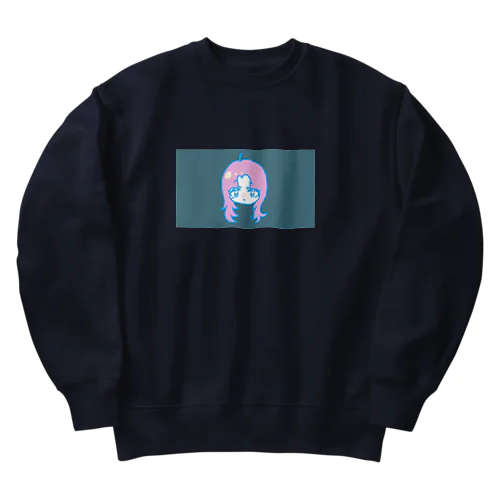 ピンクの髪の女の子 Heavyweight Crew Neck Sweatshirt