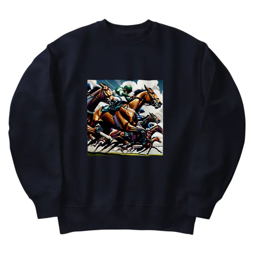 ゴール前1ハロン、それは競馬の魂が燃え上がる瞬間 Heavyweight Crew Neck Sweatshirt