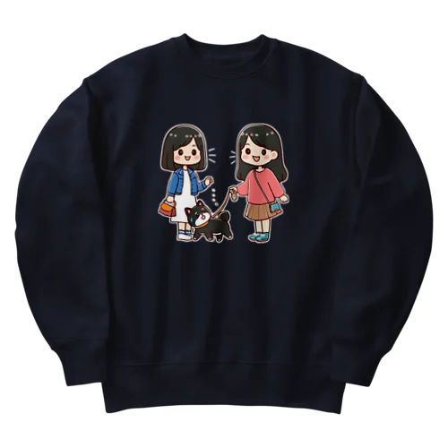 マメシバのつぶやき「ねぇ…散歩しようよ…」（濃色用） Heavyweight Crew Neck Sweatshirt