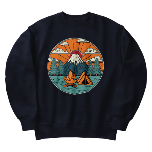 富士山とキャンプ Heavyweight Crew Neck Sweatshirt