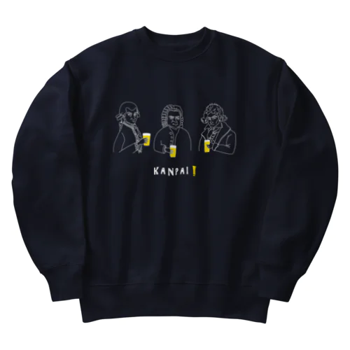 偉人 × BEER（三人の音楽家）白線画 Heavyweight Crew Neck Sweatshirt