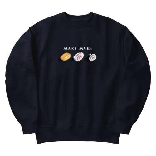 まきまき（白字） Heavyweight Crew Neck Sweatshirt