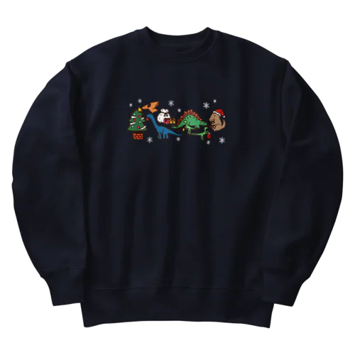 恐竜たちのクリスマス（濃い生地用） Heavyweight Crew Neck Sweatshirt