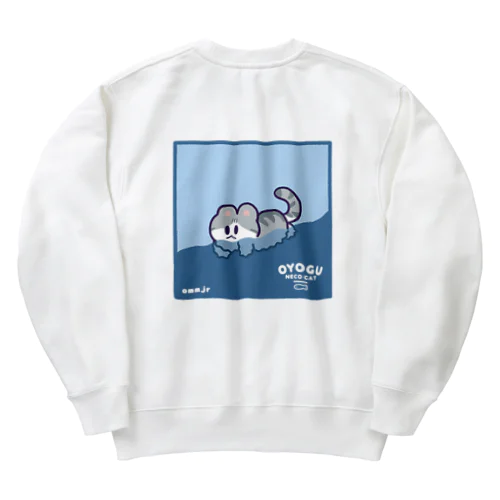 ねこもおよぐよ、コテツくん Heavyweight Crew Neck Sweatshirt