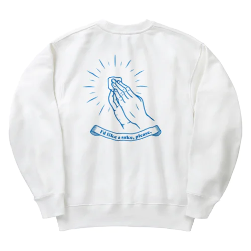 日本酒ください（Blue） Heavyweight Crew Neck Sweatshirt