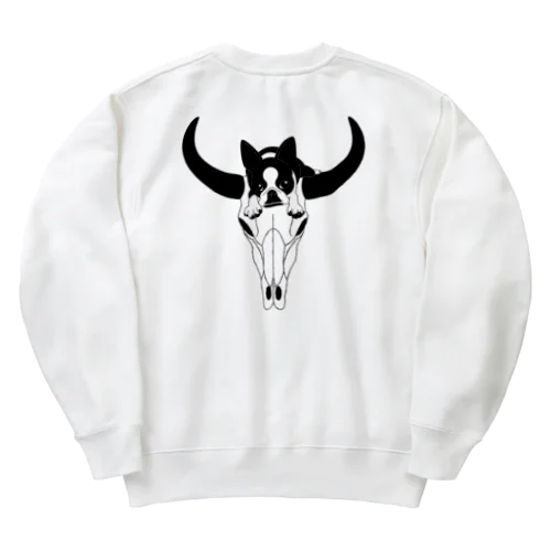 バックプリント:ボストンテリア(牛の頭蓋骨)[v2.8k] Heavyweight Crew Neck Sweatshirt