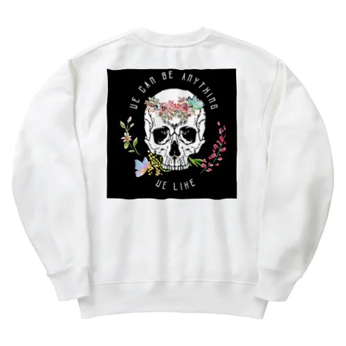 スカルお花＆ちょうちょシリーズ Heavyweight Crew Neck Sweatshirt