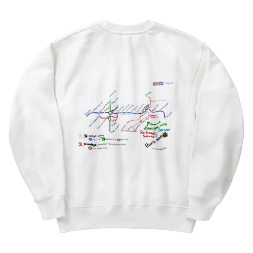 弐千円札サーバー手書き路線図 英語バージョン Heavyweight Crew Neck Sweatshirt