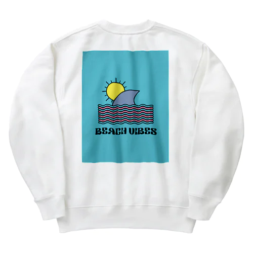 white beach vibesデザイン Heavyweight Crew Neck Sweatshirt