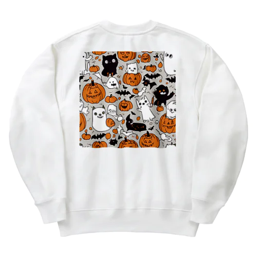 ハロウィン　猫　かぼちゃ Heavyweight Crew Neck Sweatshirt