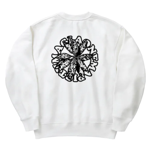 【サークルロゴ2】AGLAONEMA PICTUM　モノクロ（アグラオネマピクタム）BLACK Heavyweight Crew Neck Sweatshirt