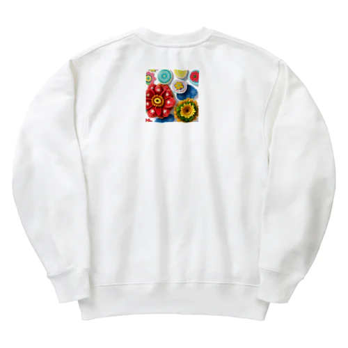 フラワー3D風 Heavyweight Crew Neck Sweatshirt