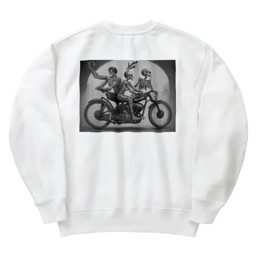 ドクロとバイク Heavyweight Crew Neck Sweatshirt