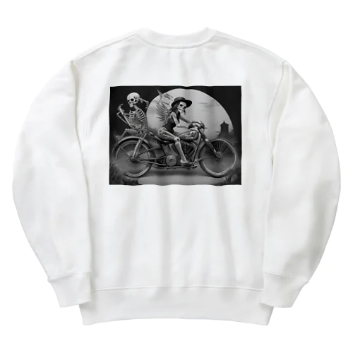 ドクロとバイク Heavyweight Crew Neck Sweatshirt