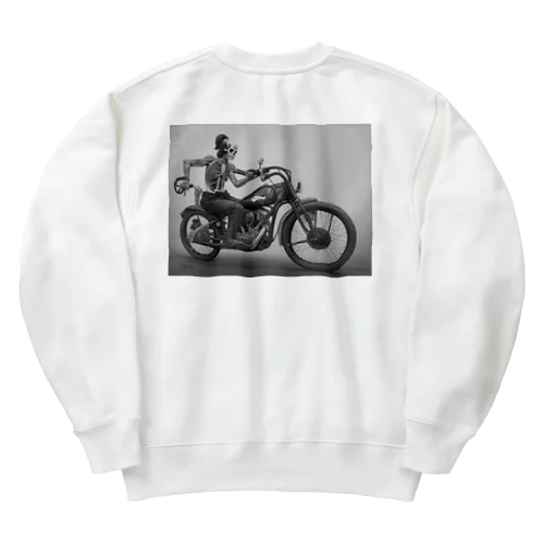 ドクロとバイク Heavyweight Crew Neck Sweatshirt