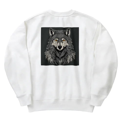 かっこいいオオカミのグッズ Heavyweight Crew Neck Sweatshirt