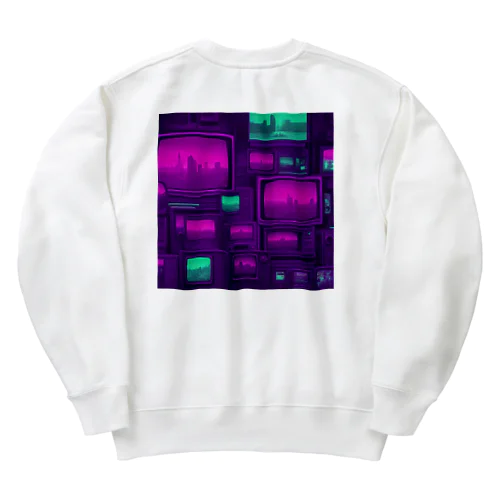 無数の監視カメラの映像が映し出されるテレビの画面 Heavyweight Crew Neck Sweatshirt