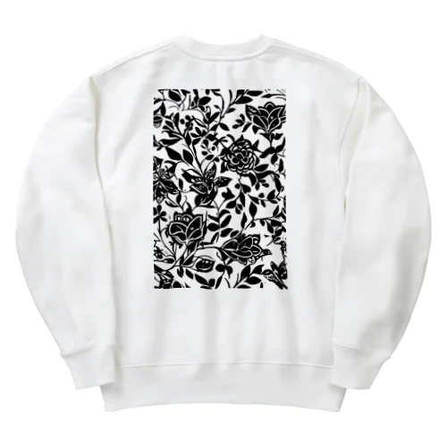 black flower Heavyweight Crew Neck Sweatshirt