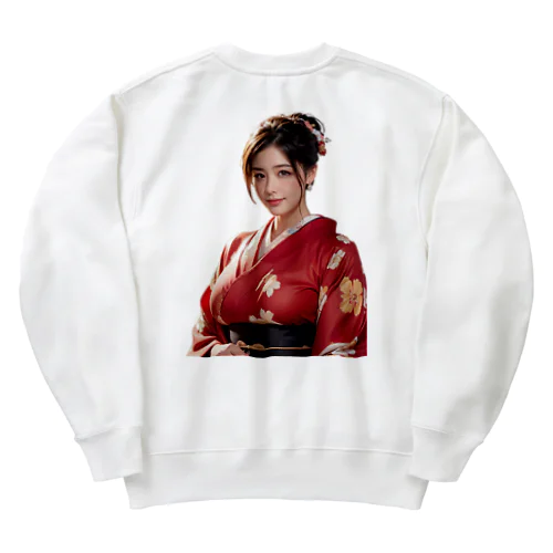 ラメ子_着物_赤 Heavyweight Crew Neck Sweatshirt