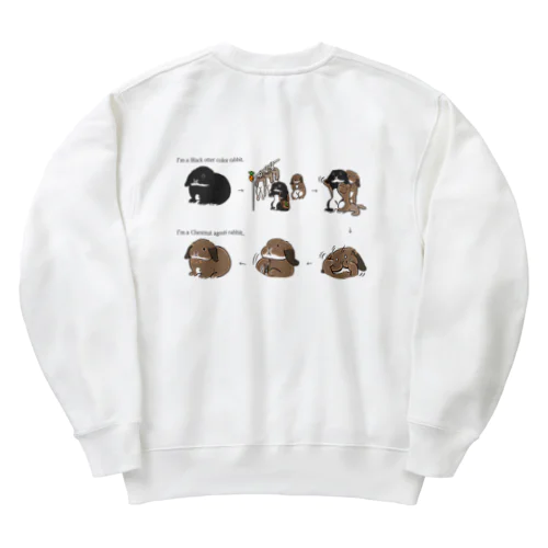 [バックプリント] ブラックオターうさぎからチェスナットうさぎ（ロップ）に変身！ Heavyweight Crew Neck Sweatshirt