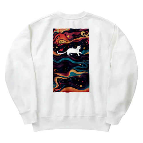 宇宙で遊んでる白猫 アメジスト 2846 Heavyweight Crew Neck Sweatshirt