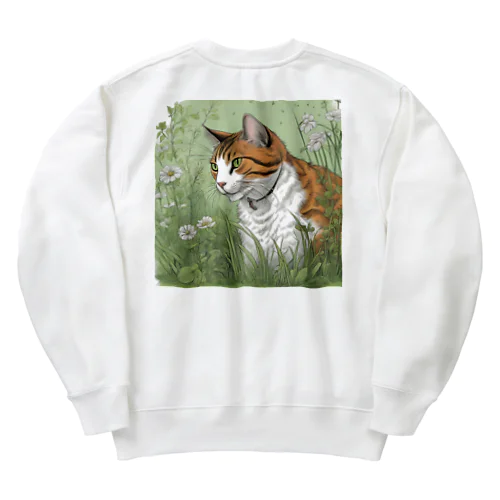 草の中の猫 Heavyweight Crew Neck Sweatshirt