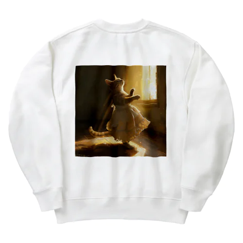 神々しい光を浴びる猫姫 アメジスト 2046 Heavyweight Crew Neck Sweatshirt