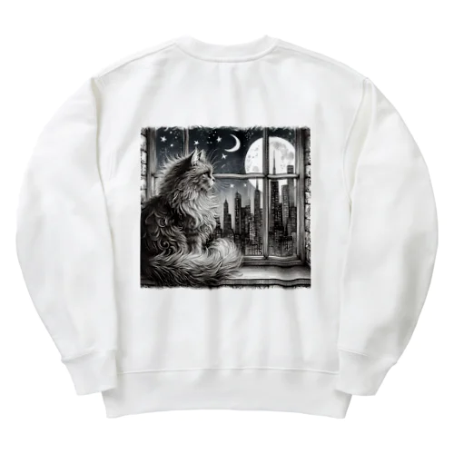 窓際の猫 Heavyweight Crew Neck Sweatshirt