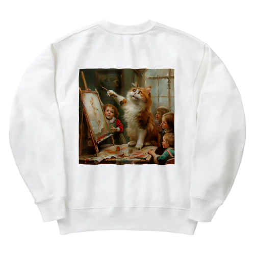 猫が絵を教えているアメジスト 2846 Heavyweight Crew Neck Sweatshirt