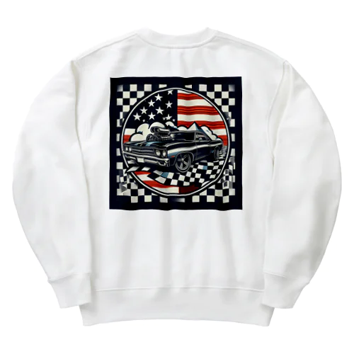 アメ車チェッカー柄 Heavyweight Crew Neck Sweatshirt