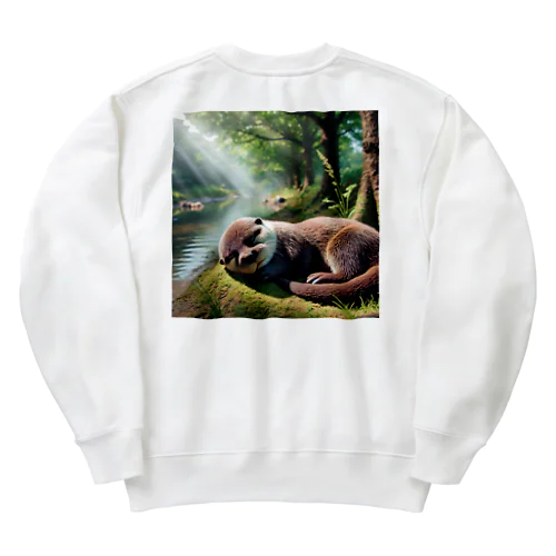 お昼寝カワウソ Heavyweight Crew Neck Sweatshirt