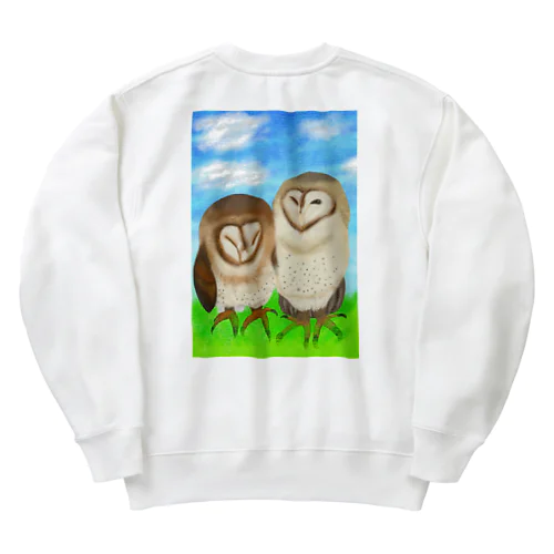 草原とメンフクロウず② Heavyweight Crew Neck Sweatshirt