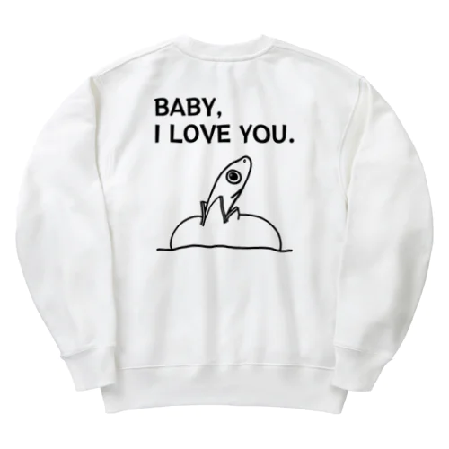 ヘビヘビベイビー(黒・背面プリント) Heavyweight Crew Neck Sweatshirt